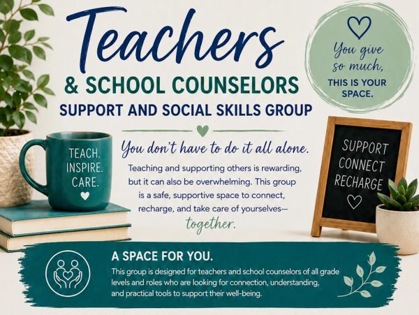Support group for teachers and school counselors to connect and recharge together.