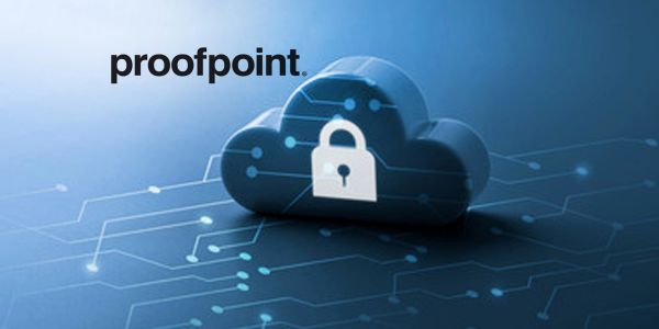 Proofpoint cloud security concept with a lock symbol.