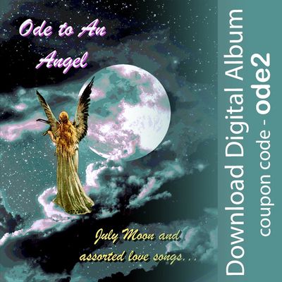 Album cover featuring an angel against a full moon with download details.