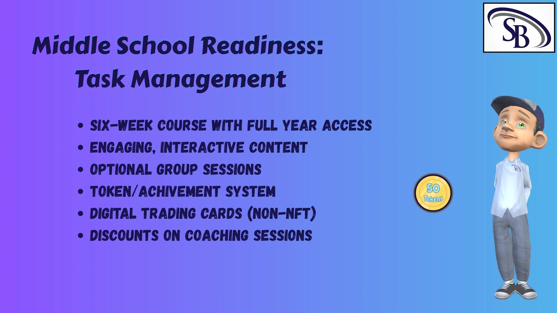 Middle School Readiness course overview with various features.