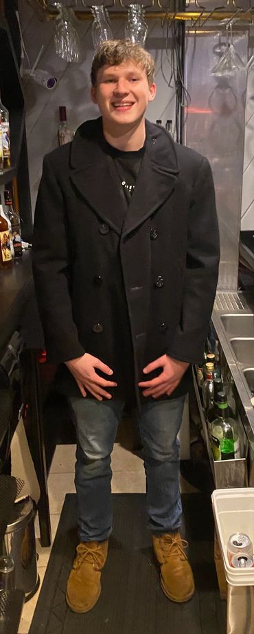 Trey in my original 1986 US Navy issued Pea Coat. Still in great shape and being worn, not by Tbag. 