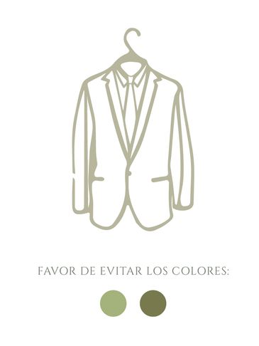 Illustration of a suit jacket with a note to avoid certain green colors.