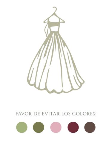 Dress illustration with color palette to avoid: green, olive, pink, burgundy, brown.