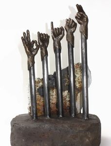 sign language hand sculpture