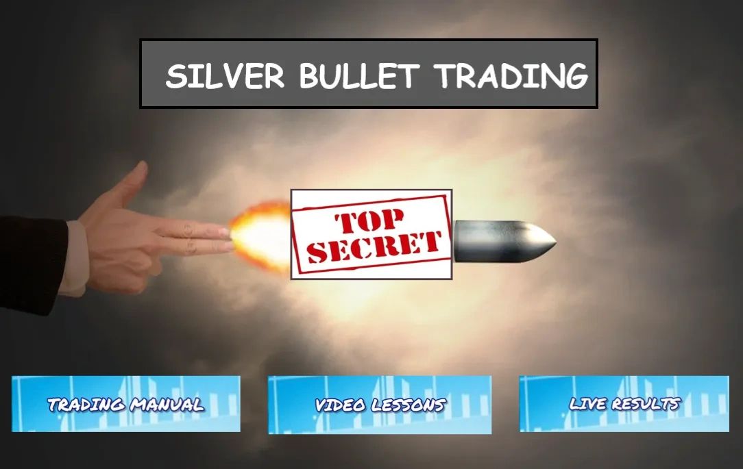 Promotional image for Silver Bullet Trading featuring a top secret bullet concept.