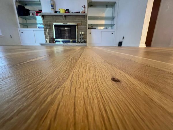 Refinished hardwood flooring in a Shaker Heights, Ohio home