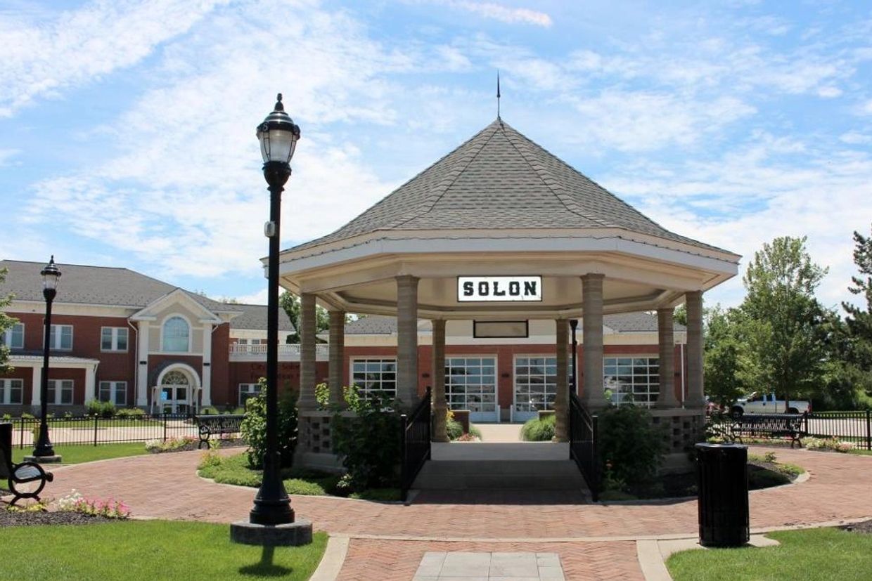 Gazebo in Solon, OH where flooring contractors near me hardwood refinishing, LVP installation.
