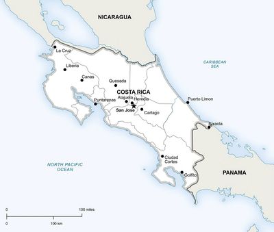 Map of Costa Rica provinces