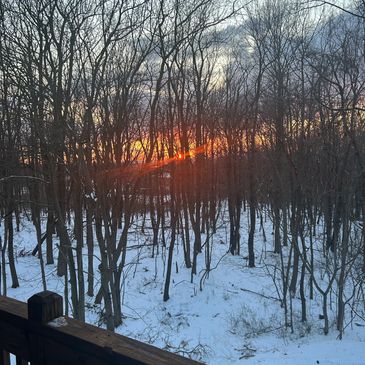 The winter view from one of the two 360 degree decks. Sunsets are breathtaking here at the Lodge!
