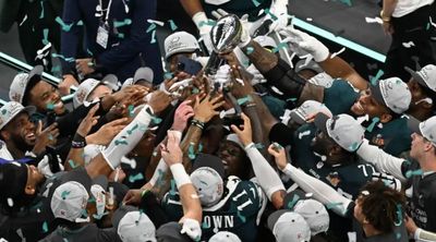 The Philadelphia Eagles celebrate their Super Bowl LIX victory.