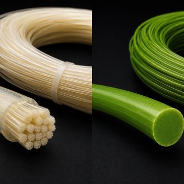 Two types of fiber bundles, one beige and one green.
