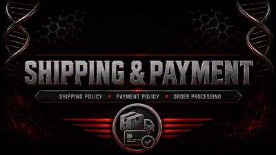 A graphic about shipping and payment policies with DNA strands.