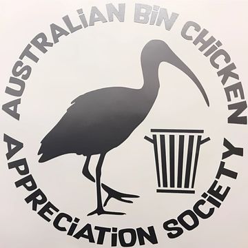  Australian Bin Chicken appreciation society logo in cream color