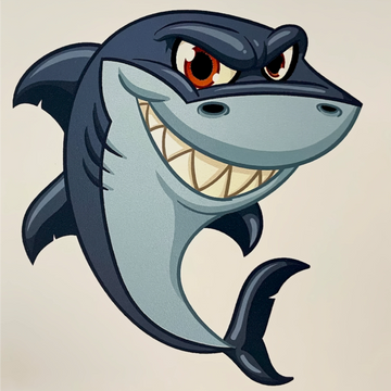 An icon of Shark smiling at the camera with a cream background