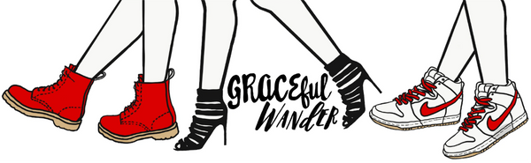 Graceful Wander logo—fashion design identity merging technical craft & creative vision with purpose.