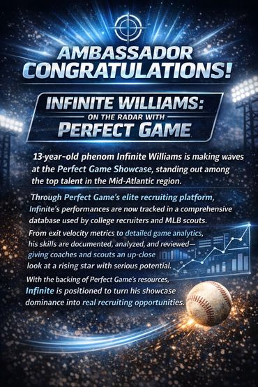 13-year-old Infinite Williams excels at Perfect Game Showcase, gaining top regional recognition.