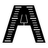 A bold letter 'A' with a striped pattern.
