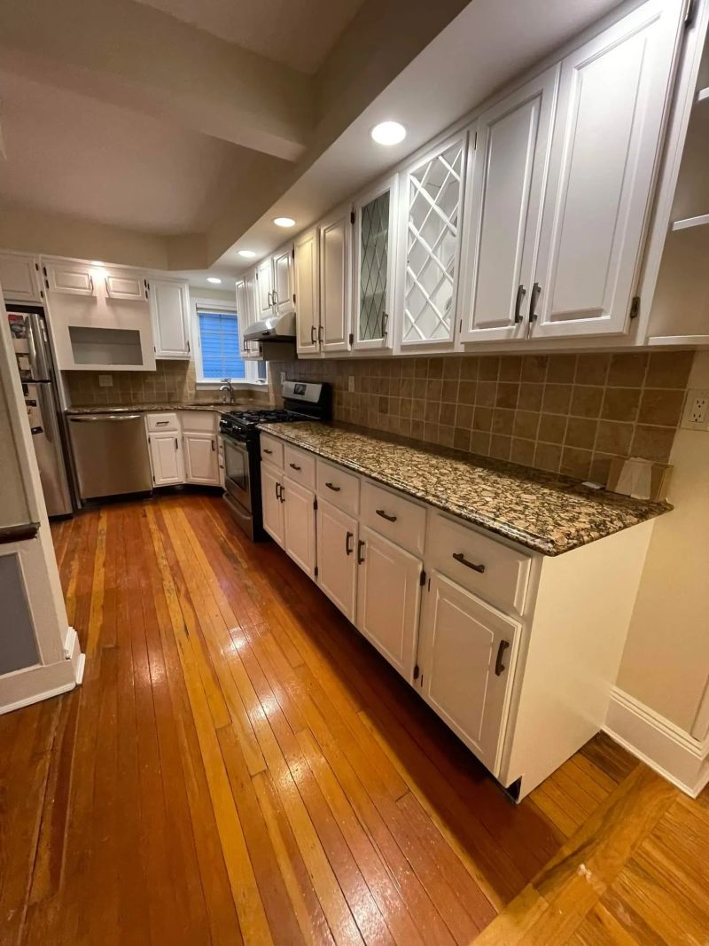 Kitchen cabinets spray painted