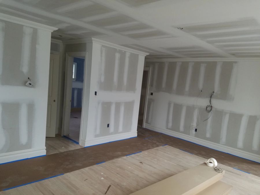 Wall prepared with spackle before painting