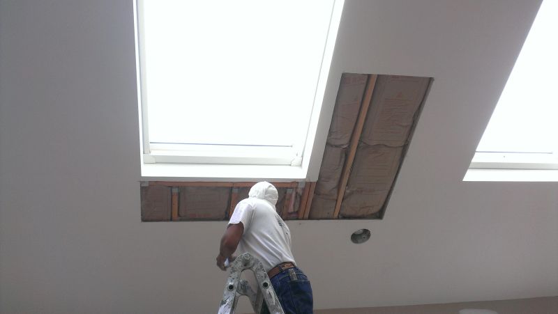 Ceiling repaired after water damage