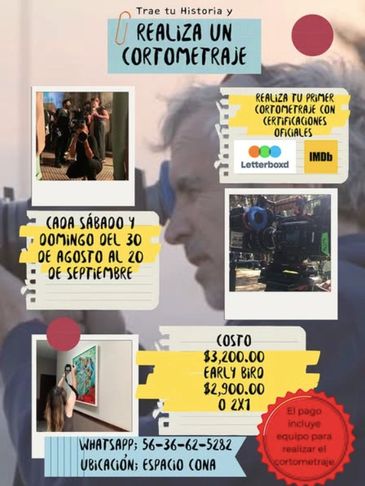 Promotional poster for a short film contest with official certifications and early bird pricing.