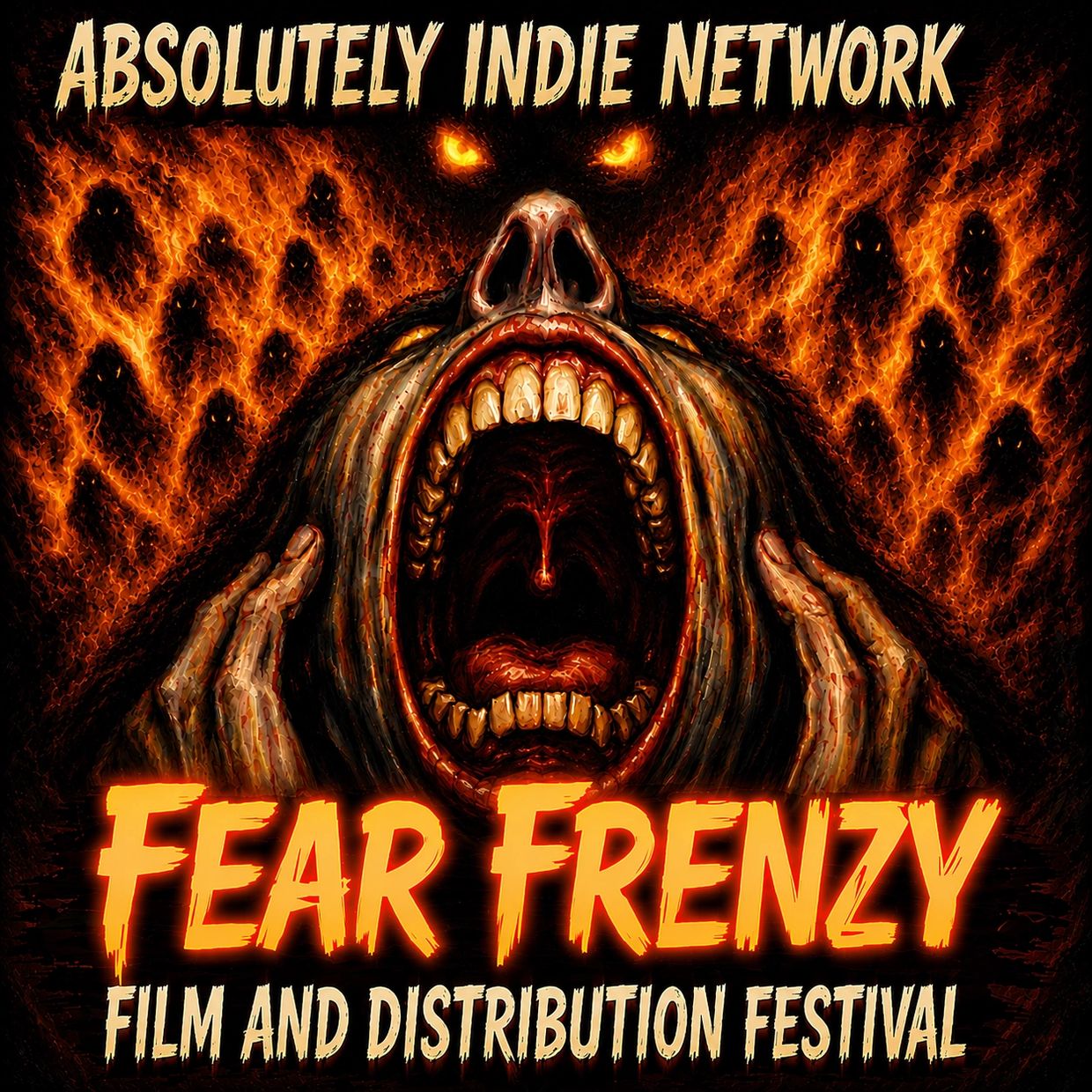 Horror-themed poster for Fear Frenzy film festival.