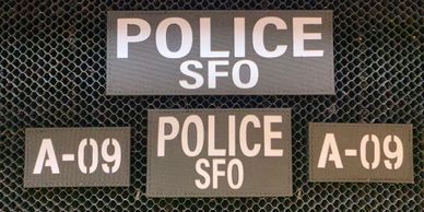 Laser cut Police SFO patches for plate carrier & helmet. G4H Rescue