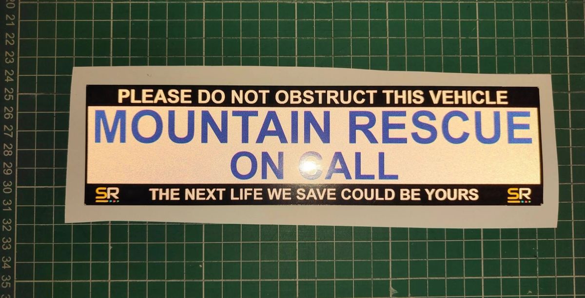 Mount Rescue Wall Sticker MOUNTAIN RESCUE ON CALL, reflective car sticker, new design.