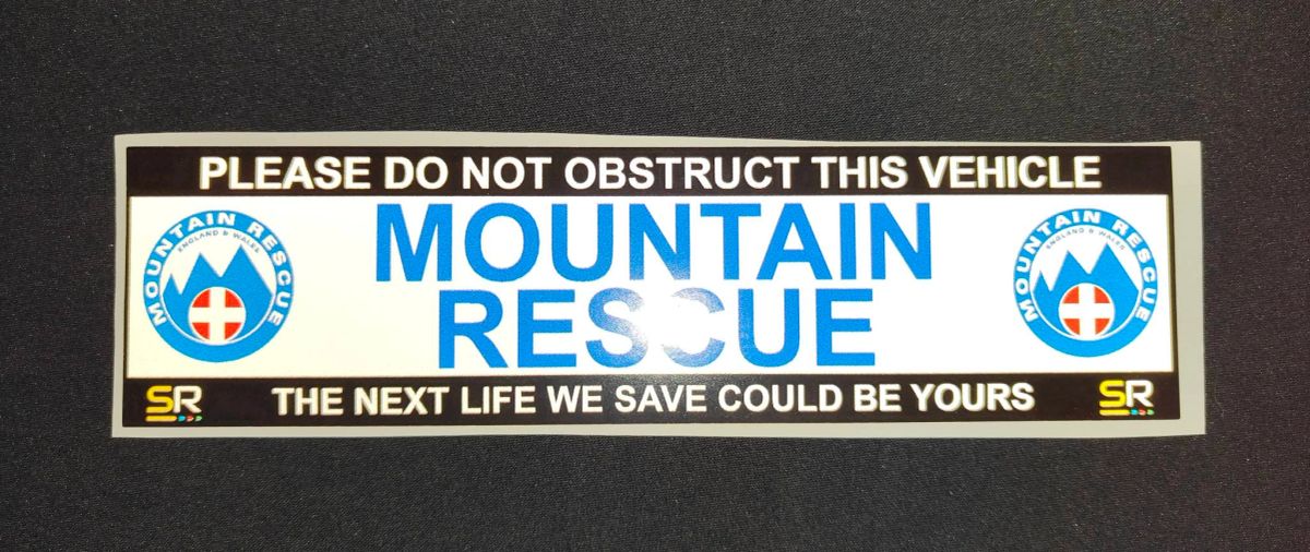 Mount Rescue Wall Sticker MOUNTAIN RESCUE reflective car sticker, with MREW roundel