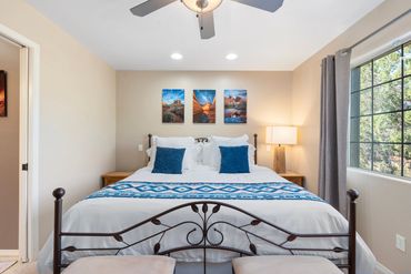 King bed and local art