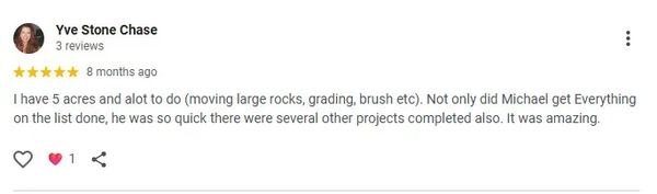 Positive review praising Michael's efficient work on large property projects.