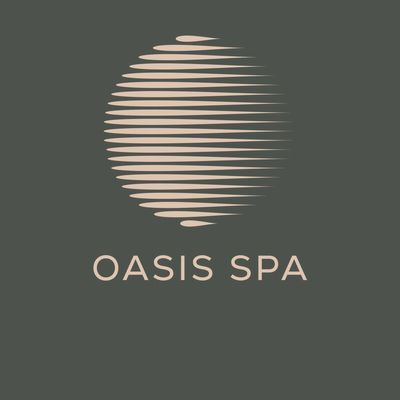 Minimalist Oasis Spa logo with beige and dark gray colors.