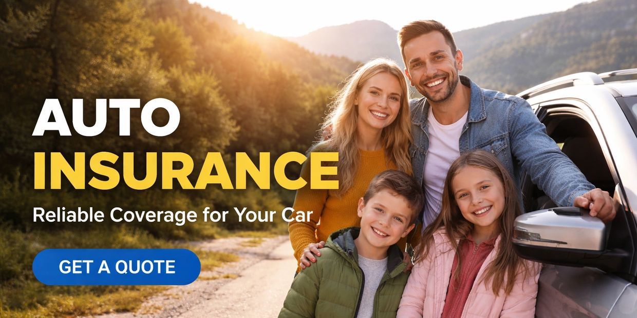 Smiling family beside a modern SUV on a scenic road, representing safety, reliability, and peace.