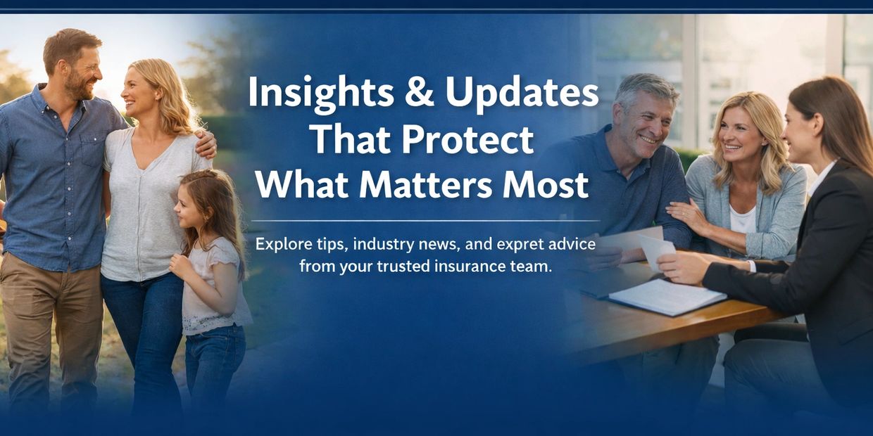 A banner image for the Blog & News section featuring families and individuals in conversation with insurance professionals, representing guidance, education, and informed decision-making.