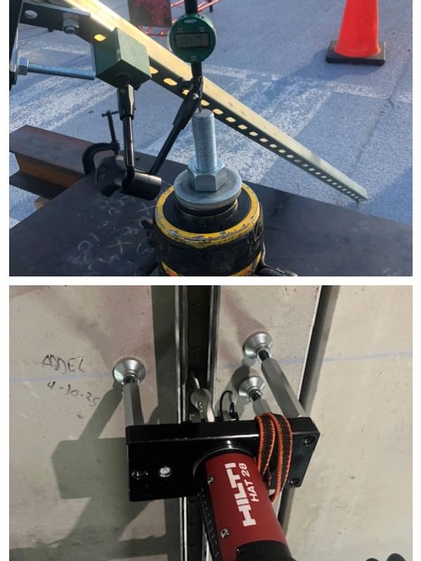Tools and equipment used for mechanical testing and securing.