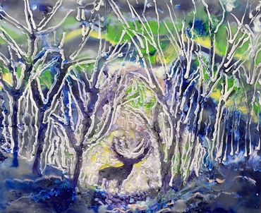 Deer in winter
Encaustic