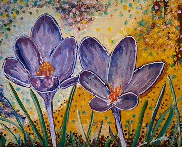 Crocuses - Oil on Canvas