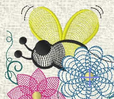 Bumblebee and Flower instant digital download machine embroidery file quilting PES JEF SEW VP3 more