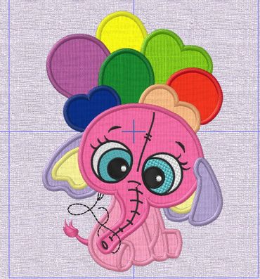 Elephant Applique Machine Embroidery Digital File PES JEF SEW VP3 and much more quilting quilt