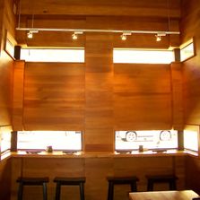 Interior of sushi restaurant.