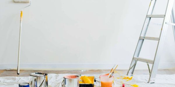 Painters tools and equipment during painting
