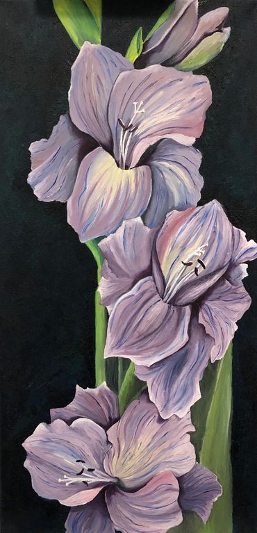 Violet Gladiolas, Oil on Canvas, 2020