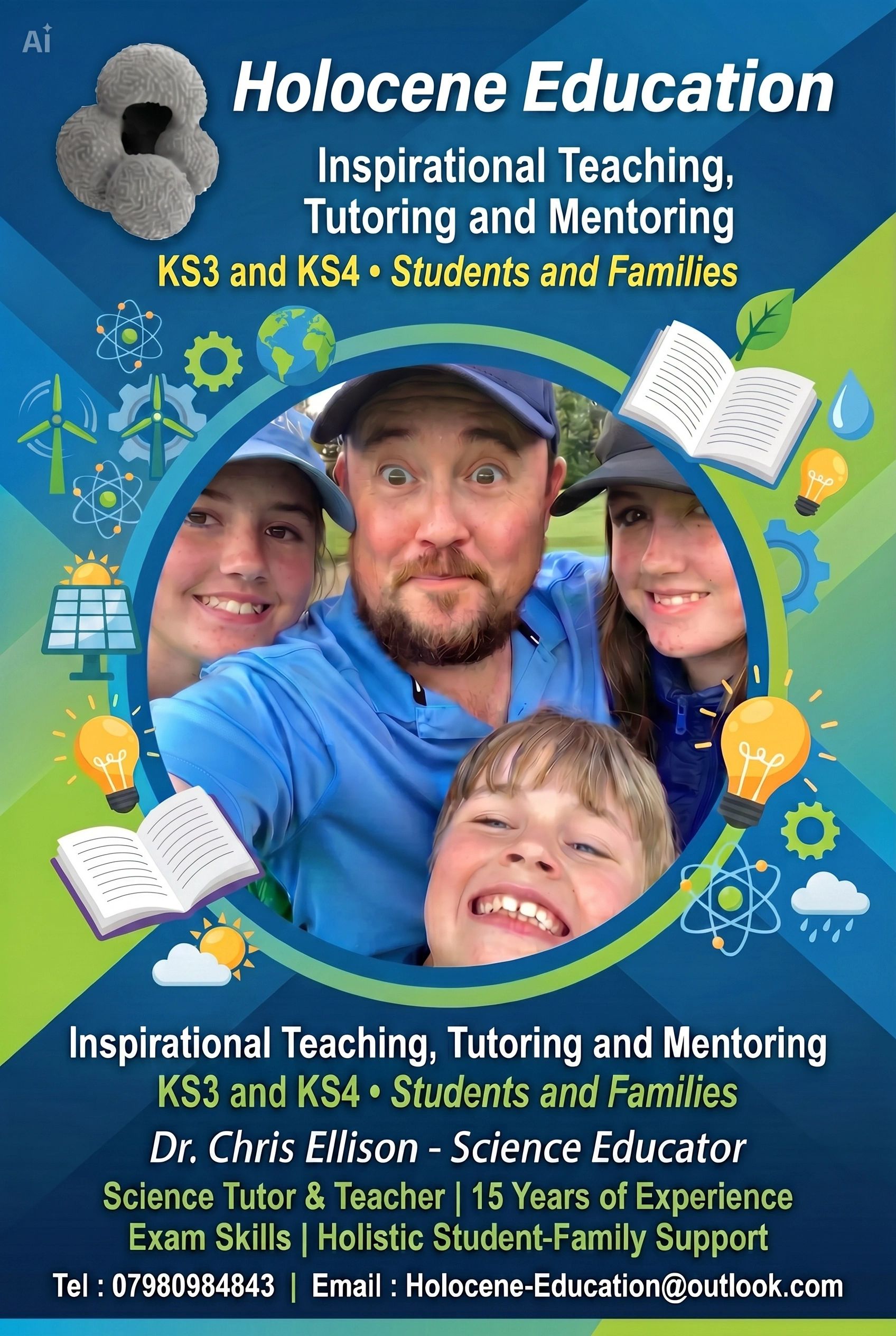 Holocene Education offers inspirational tutoring and mentoring for KS3 and KS4 students and families with Dr. Chris Ellison, a science educator.