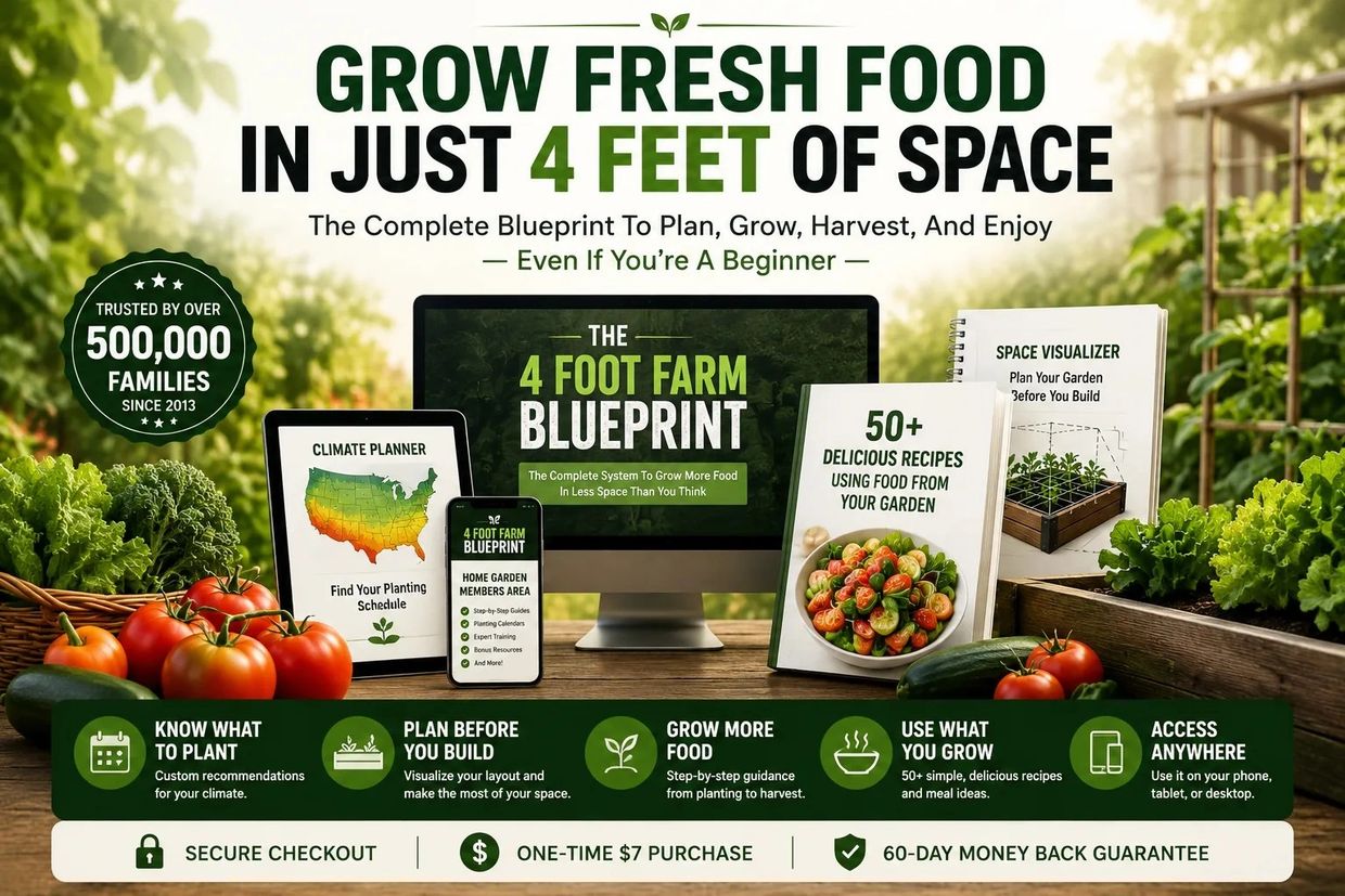Grow fresh food in just 4 feet of space with a complete farming blueprint.