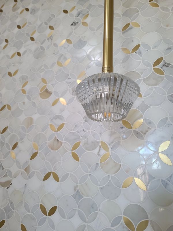 Accent wall with pendant light with a beautiful background