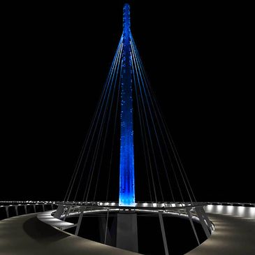 An LED-lighted tower - part of the bridge's new design. 
