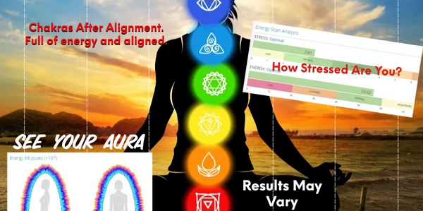 high energy chakras aligned after chakra vibrations shown front of a woman's black vipassana shadow.