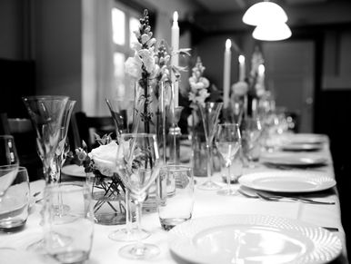 Dinner table set in a client's home where Tucson Private Chef is creating a culinary experience.