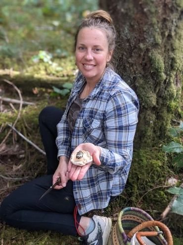 Melaina harvesting white chantrelles