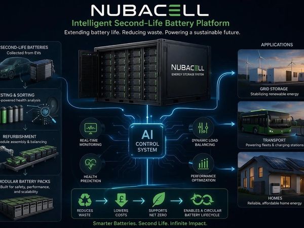 Nubacell AI-powered second-life battery platform for sustainable energy solutions.